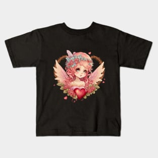 Floral Valentine Fairy Beautiful Heart Kids T-Shirt